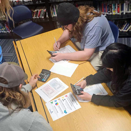 students working at table